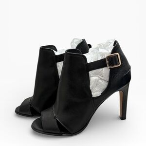 Coach Idena black leather peep-toe booties 8.5